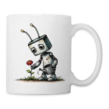 Roboter gießt eine Blume  - Tasse - Weiß - Rechts