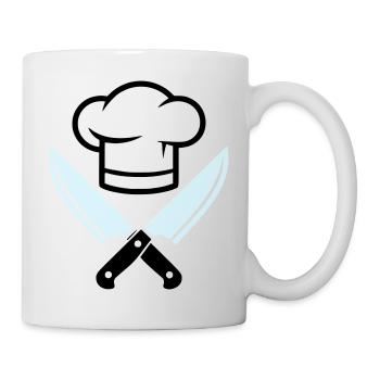 Kochmütze Messer Logo - Tasse - Weiß - Rechts