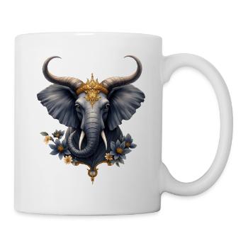 Kaiserliche Elefantenblaue Blume - Tasse - Weiß - Rechts