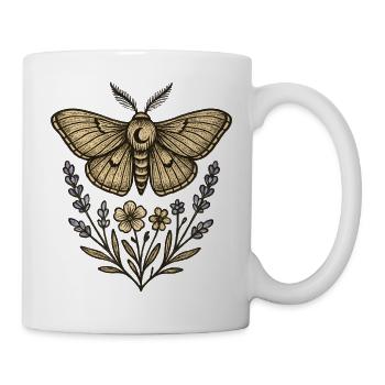 Motte mit Blütenkranz - Tasse - Weiß - Rechts