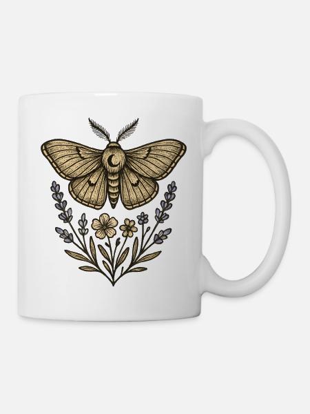 Motte mit Blütenkranz - Tasse - Weiß
