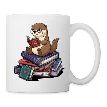 Loutre de bibliothèque Loutre Animal lisant des livres Art - Mug blanc - blanc - Droite