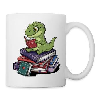 T-Rex Dinosaure Lecture de livres Art - Mug blanc - blanc - Droite