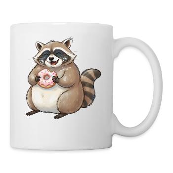 Raton laveur amateur de beignets kawaii - Mug blanc - blanc - Droite