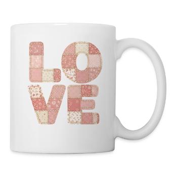 Love Patchwork Rosa Quilt Trend Design - Tasse - Weiß - Rechts