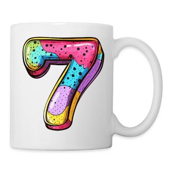 7 Nombre coloré - Mug blanc - blanc - Droite
