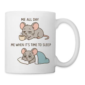 Süße Kaffee Maus Cartoon für Kaffeeliebhaber - Tasse - Weiß - Rechts