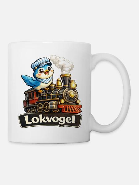 Lokvogel Vogel auf Lokomotive Geschenk Shirt Witz - Tasse - Weiß