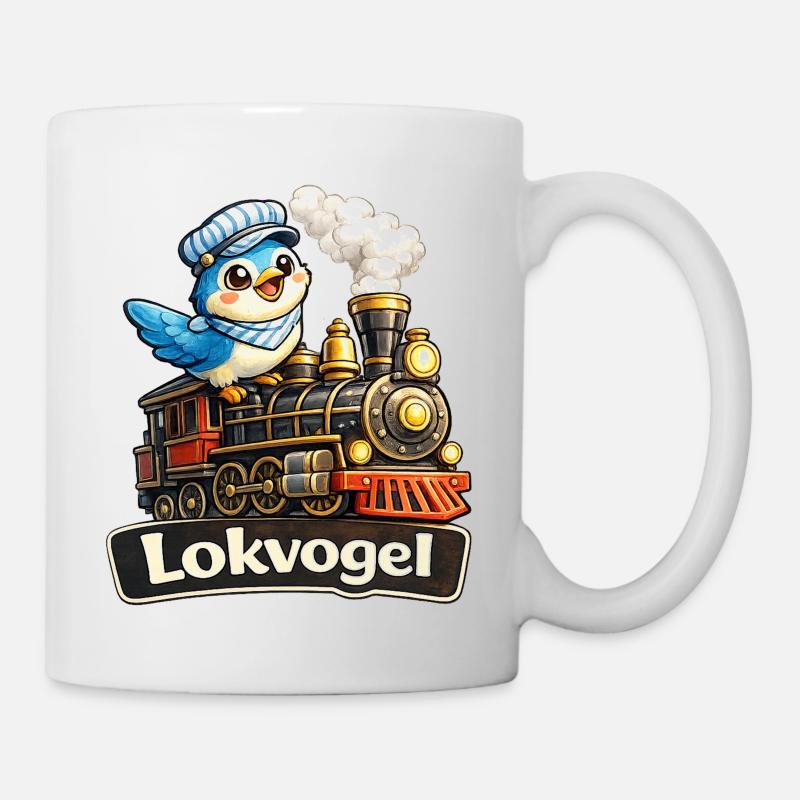 Lokvogel Vogel auf Lokomotive Geschenk Shirt Witz - Tasse - Weiß