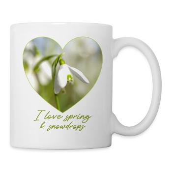 Cœur avec des perce-neige, j’adore le printemps - Mug blanc - blanc - Droite