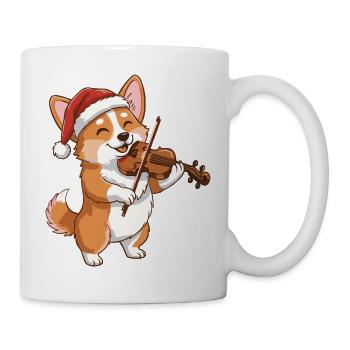 Le chien corgi de Noël jouant du violon - Mug blanc - blanc - Droite