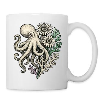 Oktopus mit Korallenblüten - Tasse - Weiß - Rechts