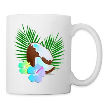 Kokosnuss Insel Tropen Hibiskus - Tasse - Weiß - Rechts