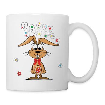 Easter bunny with colorful egg - Mug - white - Right