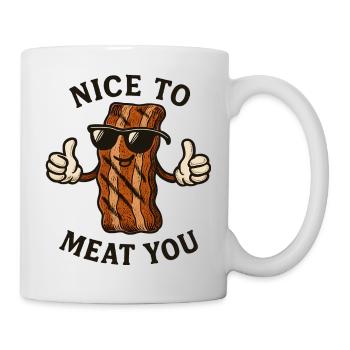 Bacon mit Sonnenbrille Nice to Meat You - Tasse - Weiß - Rechts