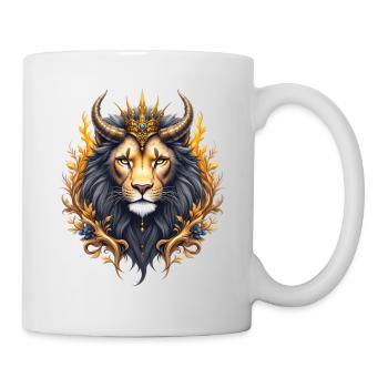 Royal Lion with Golden Crown and Flowers - Mug - white - Right