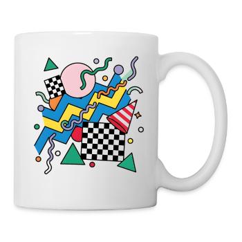 Geometrisches Neon-Punk Muster - Tasse - Weiß - Rechts