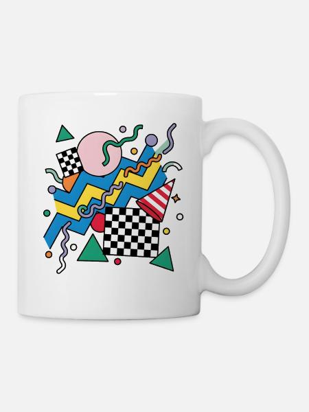 Geometrisches Neon-Punk Muster - Tasse - Weiß