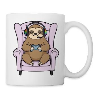 Gamer Sloth Animal Playing Video Games Art - Mug - white - Right