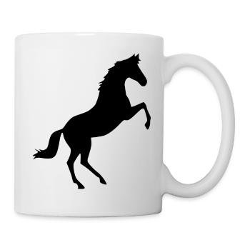 schwarzes Pferd Pferde Silhouetten Schattenfigur - Tasse - Weiß - Rechts