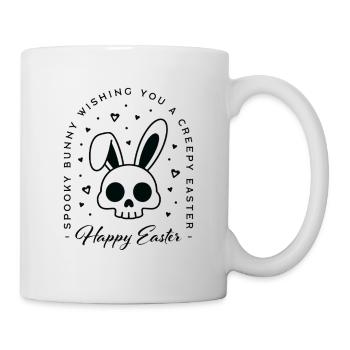 Frohe Osterwünsche, gruseliger Hase, gruseliger Hase - Tasse - Weiß - Rechts
