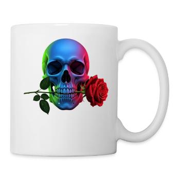 Neon skull with rose gothic design - Mug - white - Right