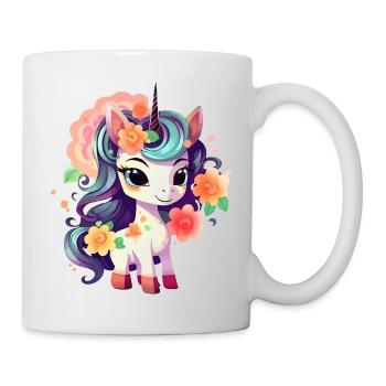 Pastel Unicorn with Flower Crown - Mug - white - Right