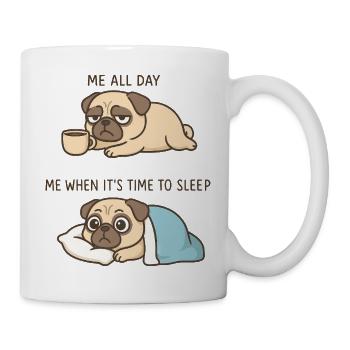 Cute Pug Coffee Cartoon Coffee Lover - Mug - white - Right