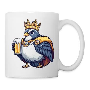 Taube Vogel Bier König - Tasse - Weiß - Rechts