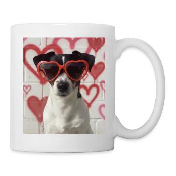 Herzbrille Hund im Graffiti Herz - Tasse - Weiß - Rechts