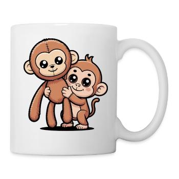 Punch Cute Cartoon Monkey with Stuffed Animal Viral Shirt - Mug - white - Right