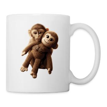 Punch & Stofftier Affe Viral Meme Kuscheltier - Tasse - Weiß - Rechts