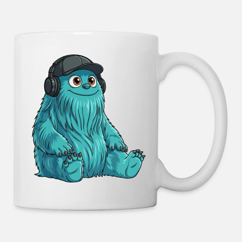 Monster Fluffonster® - DJ Fluffo sitzt - Tasse - Weiß