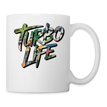 Lettrage Turbo Life avec réglage du motif camouflage - Mug blanc - blanc - Droite