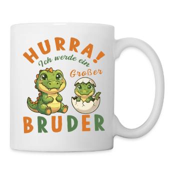 Großer Bruder Dino – Hurra ich werde ein Bruder - Tasse - Weiß - Rechts