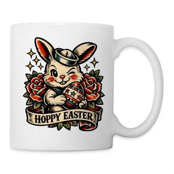 Lapin de Pâques houbis avec œuf de Pâques millésime - Mug blanc - blanc - Droite