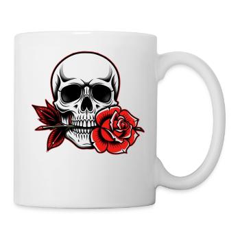 Skull Rose pour les fans de tatouage gothique rockabilly - Mug blanc - blanc - Droite