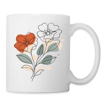 Abstraktes Blumen Muster Illustration - Tasse - Weiß - Rechts