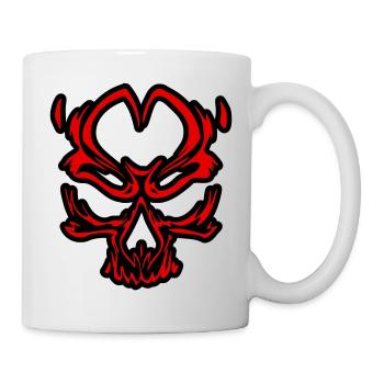 Crâne Rouge Stylisé sur Noir - Mug blanc - blanc - Droite