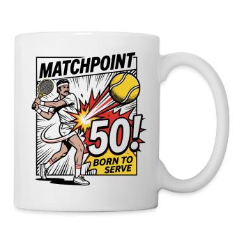 Matchpoint 50 – Chemise d’anniversaire élégante de tennis - Mug blanc - blanc - Droite