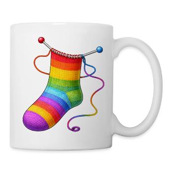 Gestrickte Regenbogen Socke Illustration  - Tasse - Weiß - Rechts