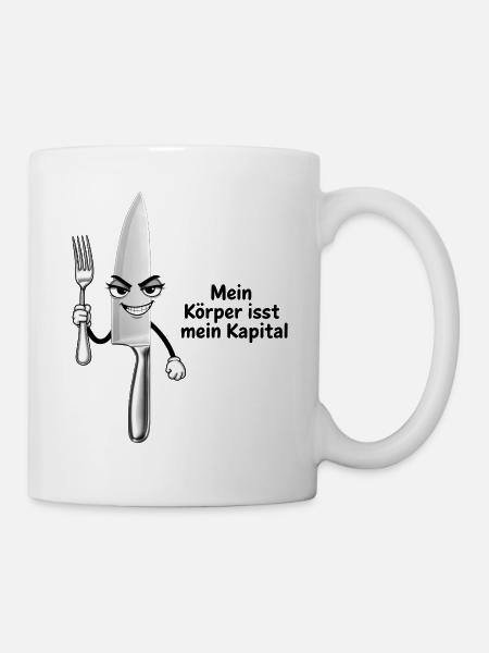 Freches Küchenmesser-Motiv - Tasse - Weiß