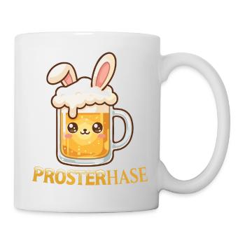 Prosterhase - Lustiges Bier Osterhasen  - Tasse - Weiß - Rechts