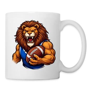 Löwe Football Maskottchen - Tasse - Weiß - Rechts