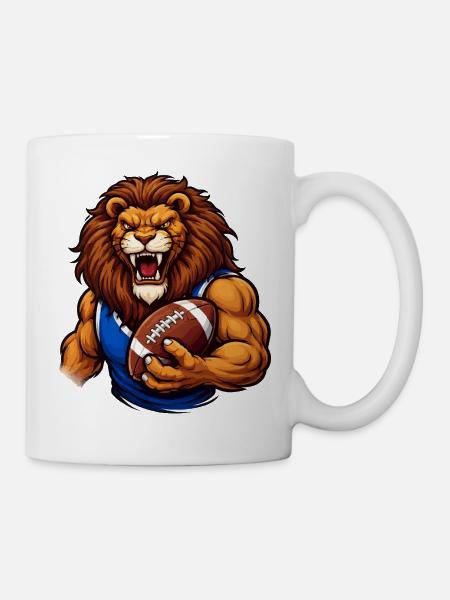 Löwe Football Maskottchen - Tasse - Weiß