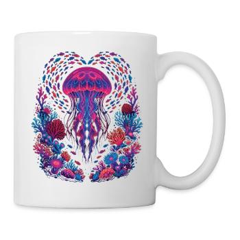Retro Quallen-Ästhetischer Ozean - Tasse - Weiß - Rechts