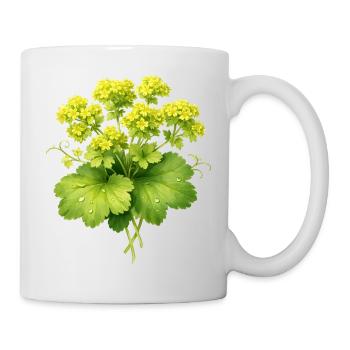 Frauenmantel Pflanze mit Blüten  - Tasse - Weiß - Rechts
