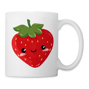 Fraise mignonne - Mug blanc - blanc - Droite
