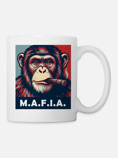 Pop-Art-Schimpanse mit Zigarre - Tasse - Weiß