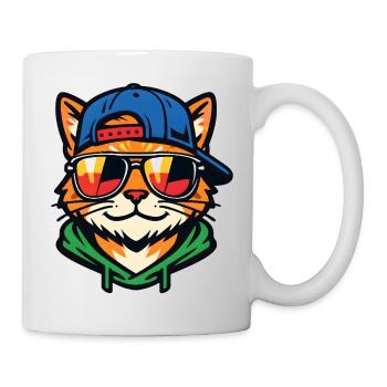 Chat avec des lunettes de soleil - Mug blanc - blanc - Droite